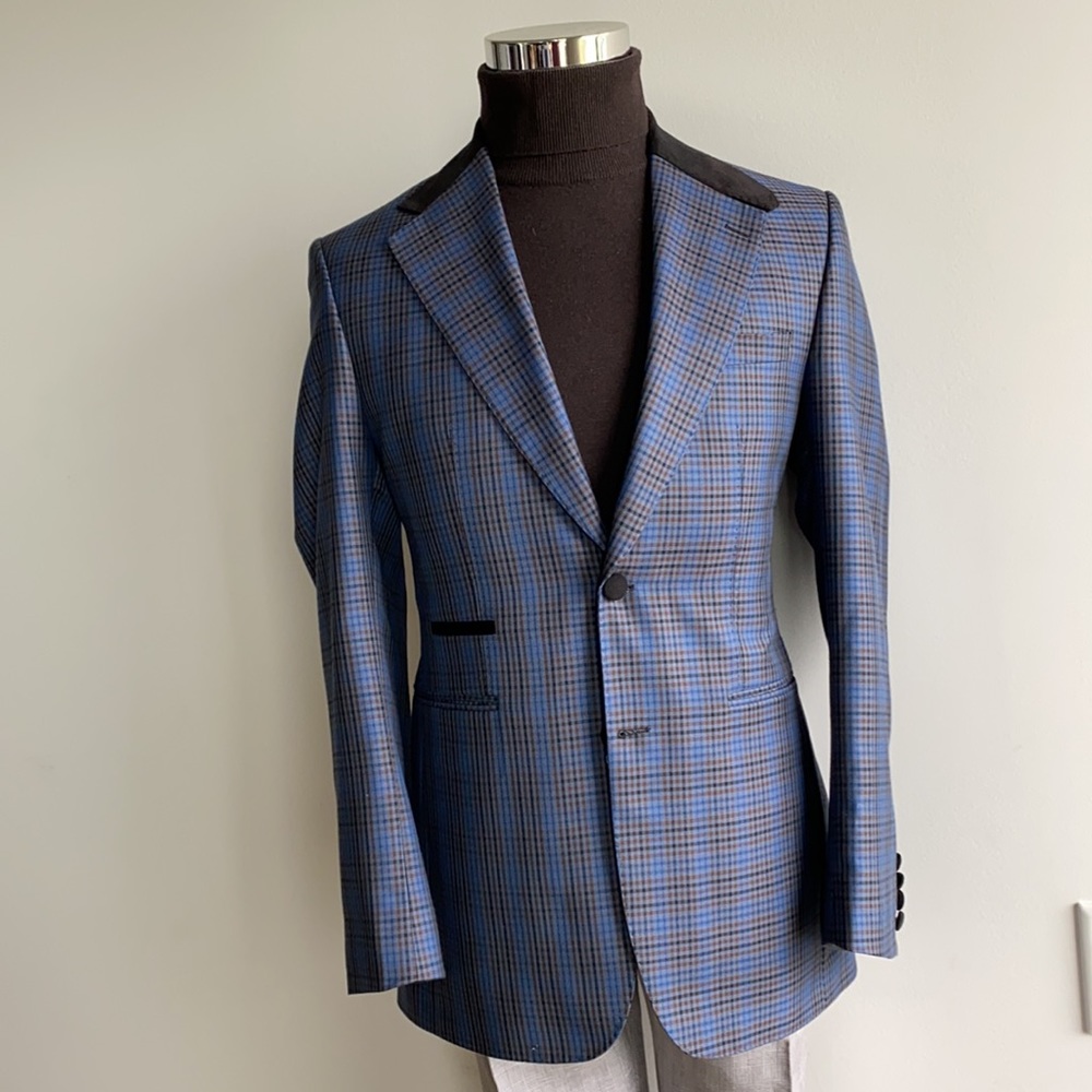 $1,295 3P Bespoke Custom Suede Collar Suit 48R - Picture 14 of 16